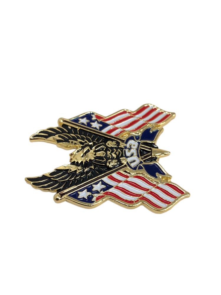 Highway Hawk emblème "Eagle USA flag" en or 6 cm de large à coller