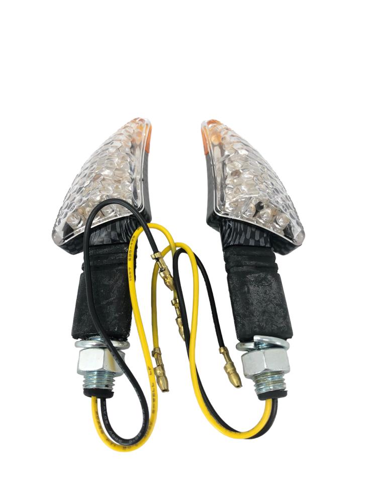Highway Hawk LED clignotant "Shark" carbon optique E-marque de contrôle M10 filetage 12V1.5W (2 pcs)