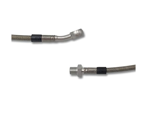 Steelbreaded Brake line or Clutch line with 20° eyelet and M 10 x 1 male thread fixed cone 60° with TÜV