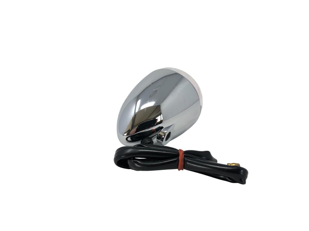 Highway Hawk Turn signal "HD-Style 5/16" " Chrome E-mark 12V21W /White lens/ Amber bulb M8 mounting (1 Pc)