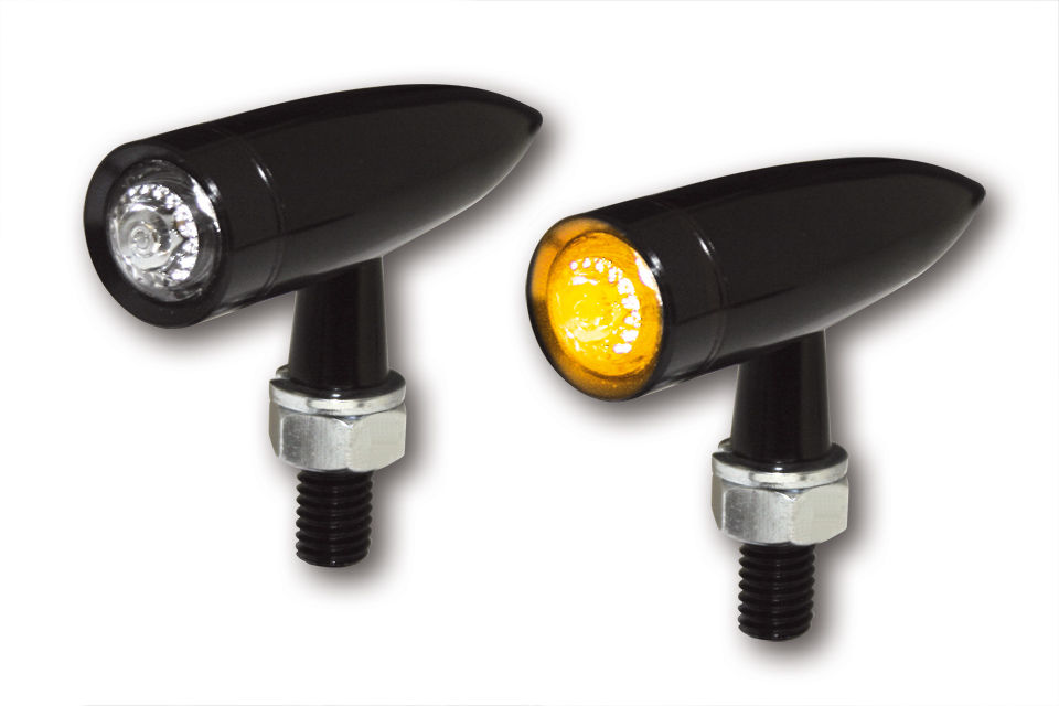 Indicador LED MONO BULLET LONG, cristal transparente, carcasa metálica, E-tested