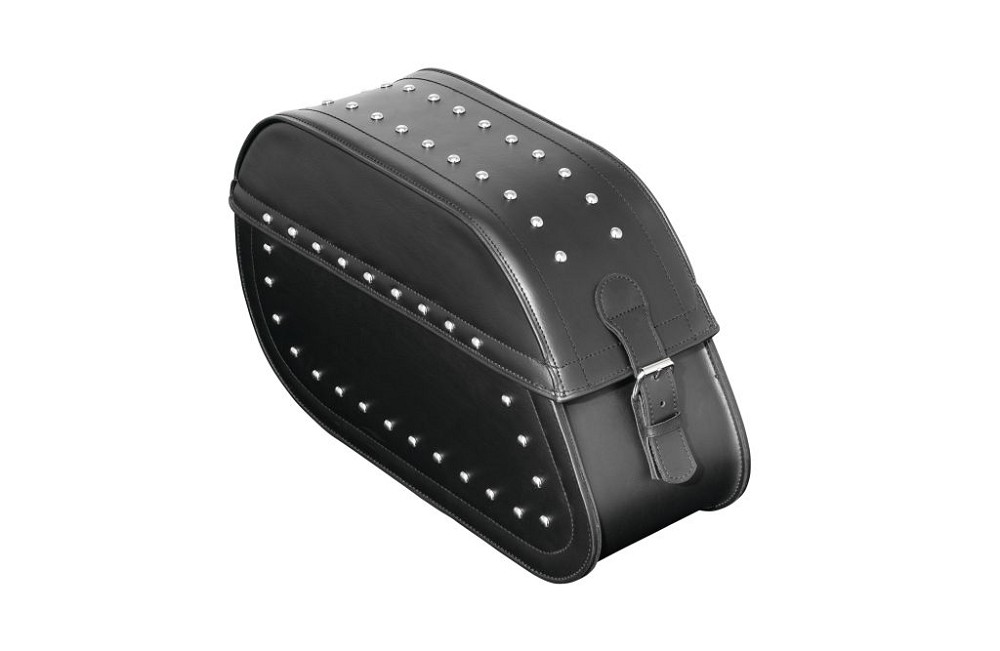 Highway Hawk Saddle Bag Set (2 pieces) "Studded - with studs&lock" in black imitation leather H = 36cm L = 58cm D = 20cm