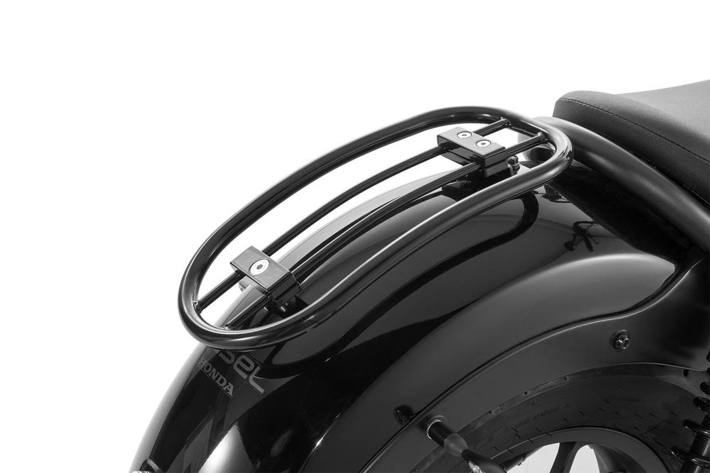 Highway Hawk Solo Rack "Tubular" gloss black - complete with mounting bracket for Honda CMX 500 Rebel /PC56