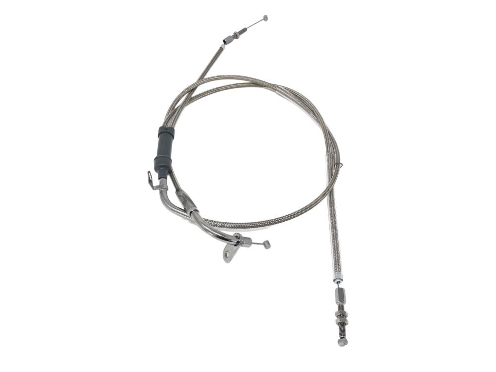 Highway Hawk Throttle cable steel braided + 25 cm Suzuki VS 1400 Intruder - with clamping plate