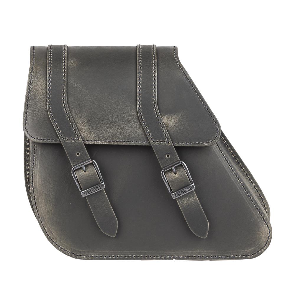 Ledrie sac de selle 1 pièce de cuir noir / brun avec boucles L = 32cm P= 12cm H= 25cm 18 litres (1 pièce)