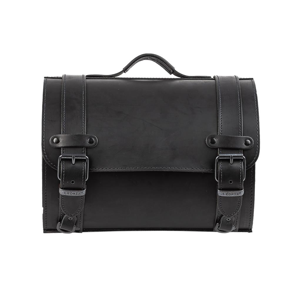 Ledrie motorcycle suitcase "small" leather black with buckles W = 36cm D= 29cm H= 26cm 26 liters (1 piece)