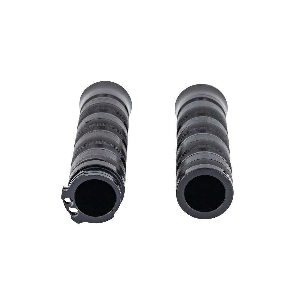 Highway Hawk Handgrips "Alu Black" for 1" (25,40 mm) handlebars with throttle assembly - with removable end-caps