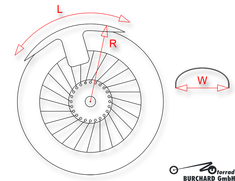 Parafango moto "corto" per ruote anteriori per 16" - 21" acciaio grezzo