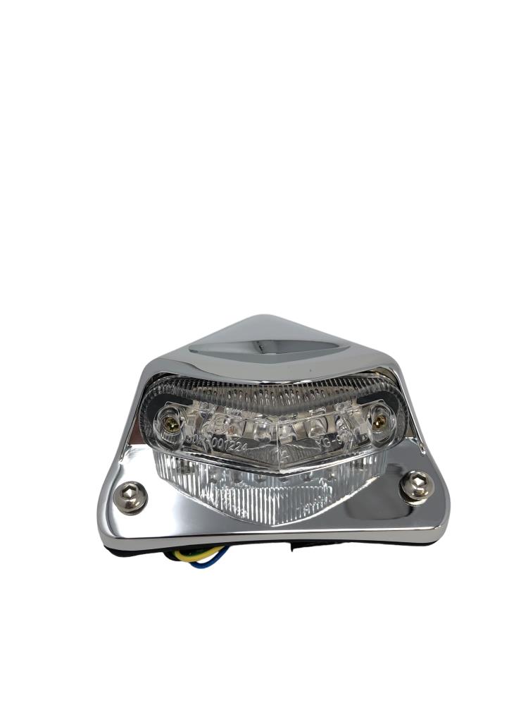 Highway Hawk Taillight with Tail-, Brakelight and License plate light with E-Mark Chrome