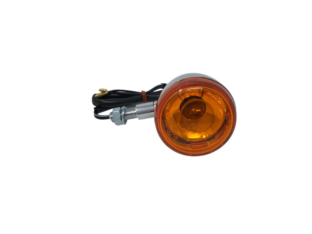 Highway Hawk Turn signal "Tech Glide large Smooth" chrome with E-mark /with Amber lens / M10 mounting 12V21W (1 Pc)