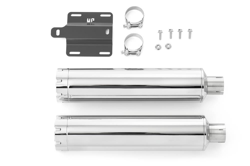 Highway Hawk Exhaust set slip-on system "Straight cut" chrome for Indian SCOUT '2021