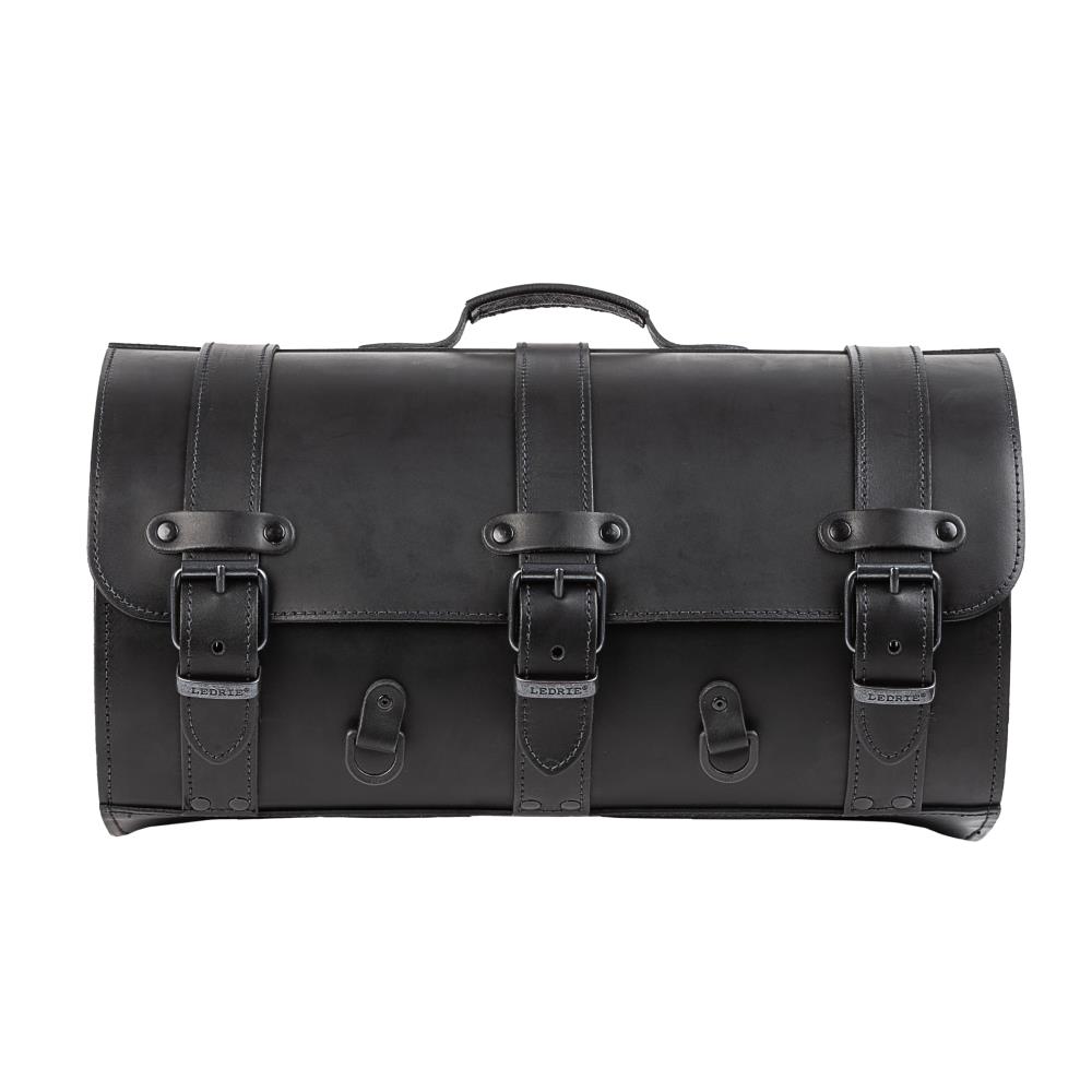Ledrie motorcycle suitcase "large" leather black with buckles W = 49.5cm D= 29.5cm H= 26.5cm 37 liters (1 piece)