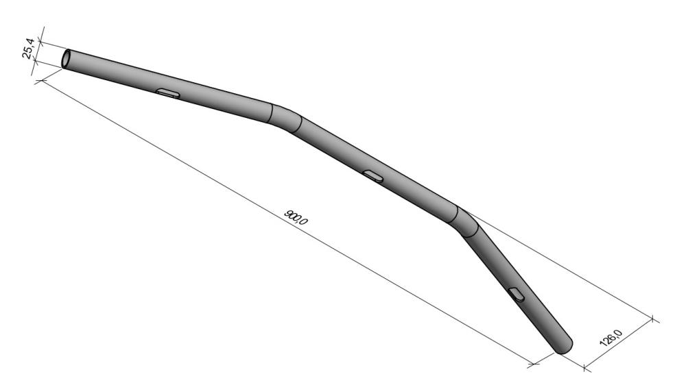 Highway Hawk Handlebar "X-Wide" 900 mm wide for "1" (25,4 mm) clamping with 3 holes dull black TÜV