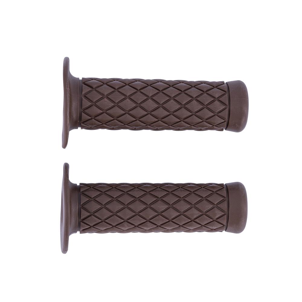 Highway Hawk Handgrips "Cafe Style Brown" for 1" (25,40 mm) handlebars without throttle assembly - without removable end-caps