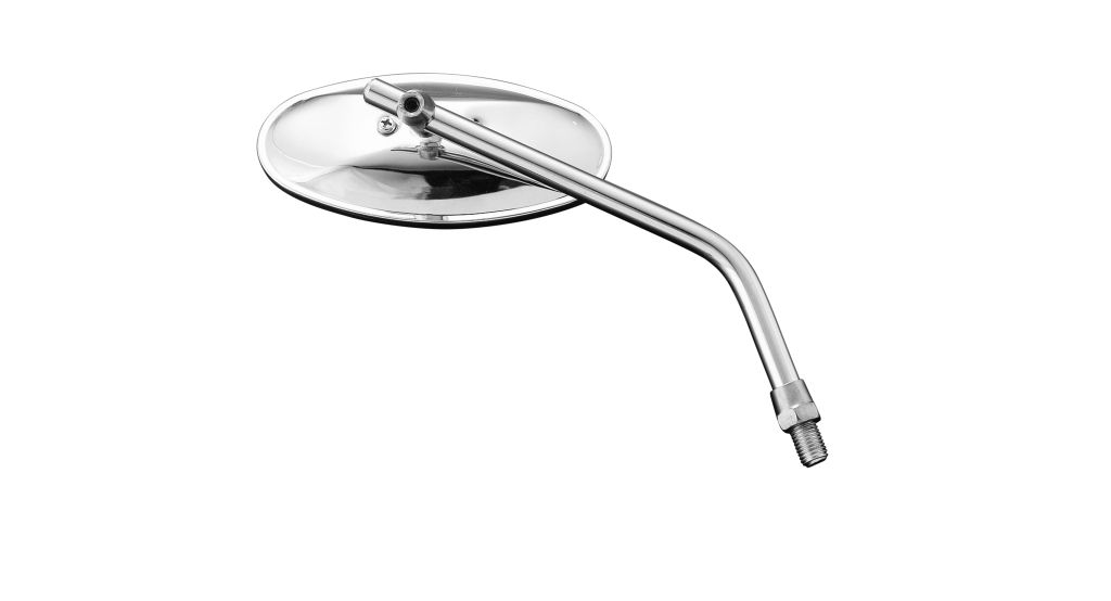 Highway Hawk motorcycle mirror "oval" for L or R in chrome, M10x1,25 without Yamaha adapter (1 piece)