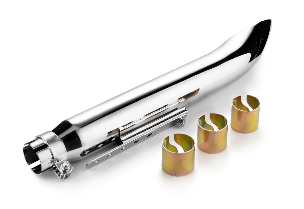 Highway Hawk Exhaust tailpipe Muffler "Turnout" in chrome for d= 38 mm up to d = 45 mm - length 500mm