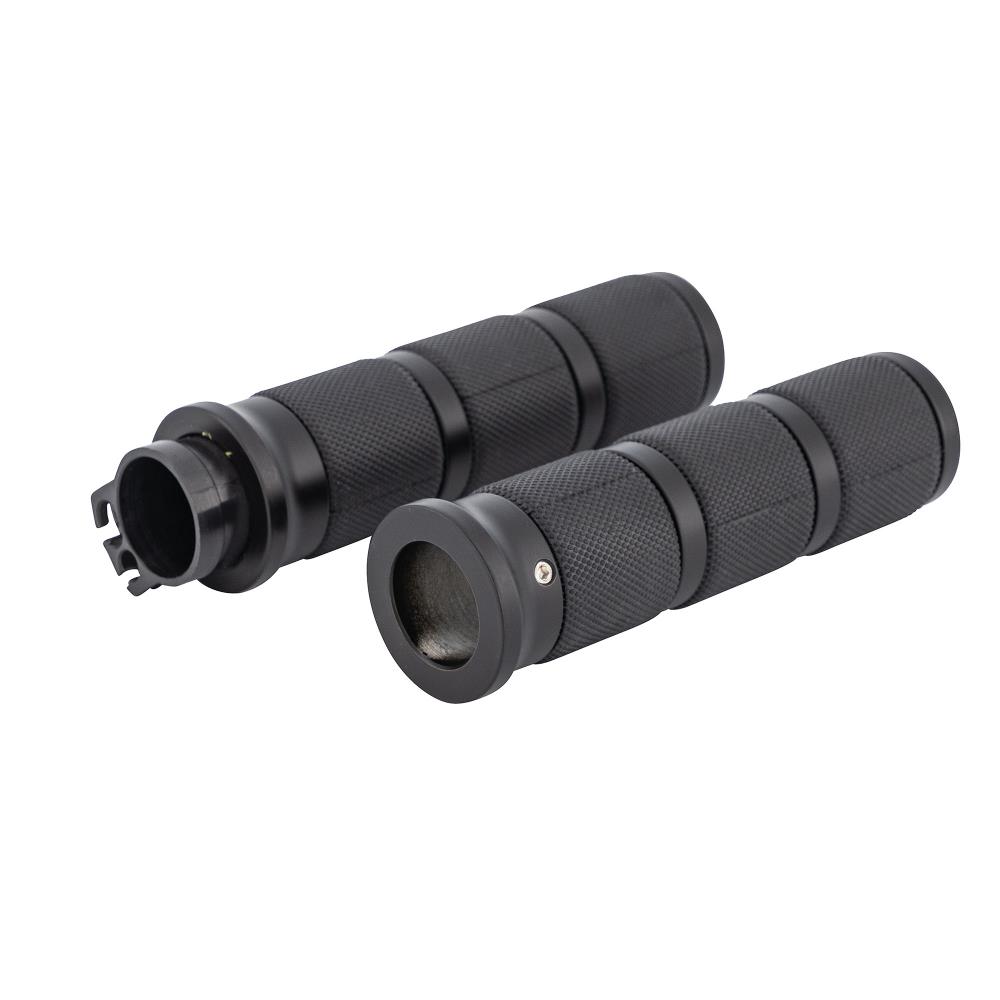 Highway Hawk Handgrips "Speed" black for 1" (25,40 mm) handlebars with throttle assembly - without removable end-caps