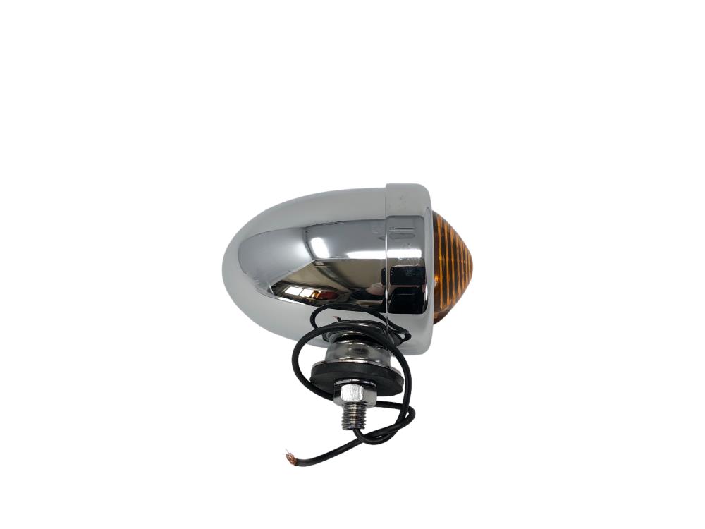 Highway Hawk Turn Signal "Bullet light" chrome /short stem with amber lens/ M8 / 12V10W (1 Pc)