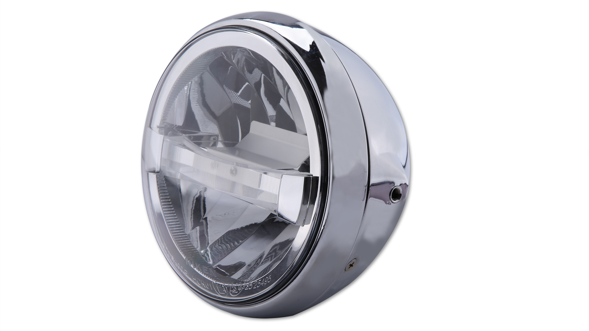 Faro LED de 7 pulgadas BRITISH-STYLE TYPE 4 con TFL, carcasa metálica, cristal transparente, redondo, montaje lateral, homologado E.