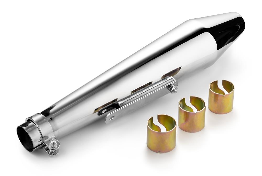 Highway Hawk Exhaust tailpipe Muffler "Megaphone" in chrome for d= 38 mm up to d = 45 mm - length 500mm