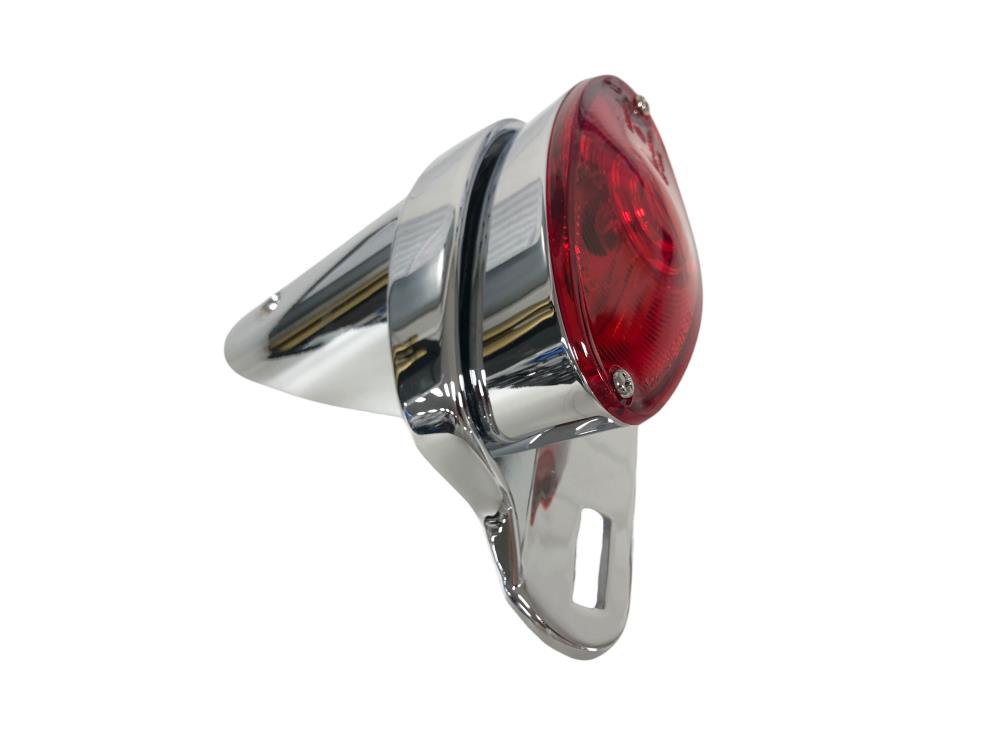 Highway Hawk rear light "Cateye" with E-mark and license plate holder in chrome (1 pc.)