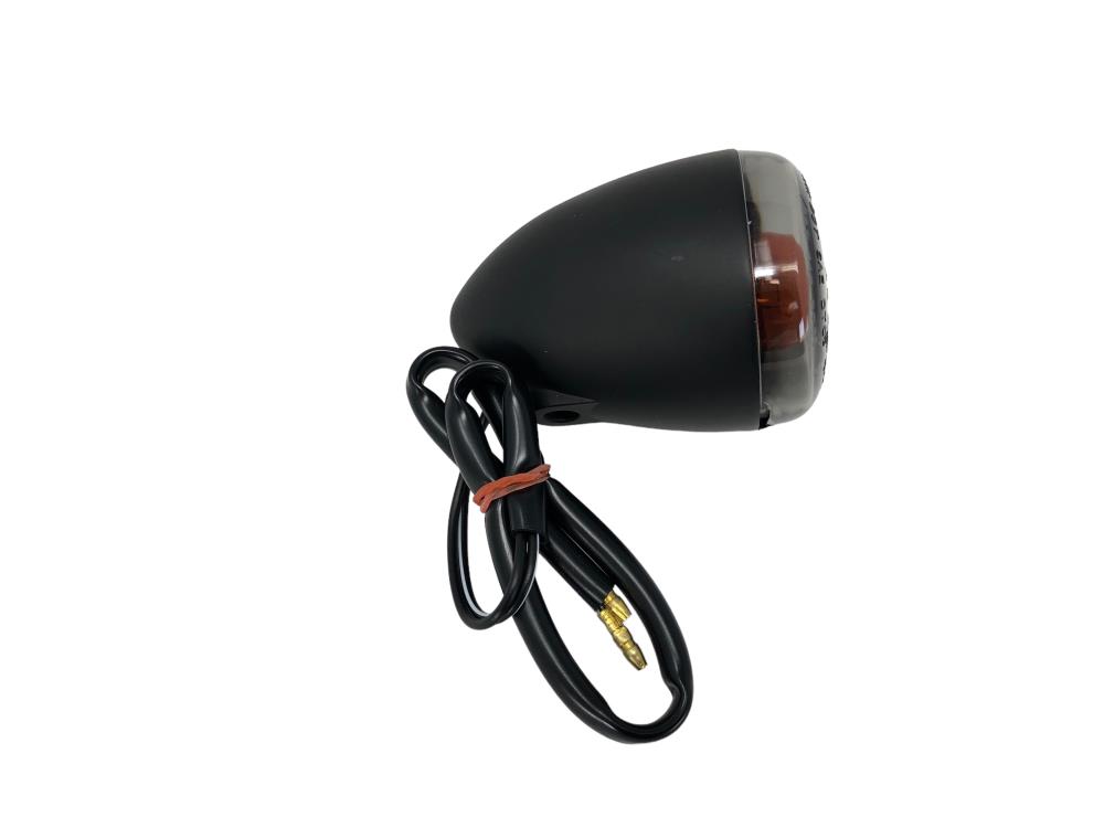 Highway Hawk Turn signal "HD-Style 5/16" " black E-mark 12V21W /White lens/ Amber bulb M8 mounting (1 Pc)