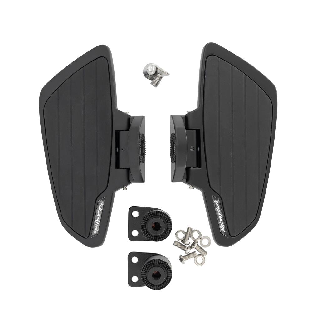 Highway Hawk Floorboard Set for passenger "Smooth" black Yamaha XVS 650/1100 Drag Star - Classic with ABE