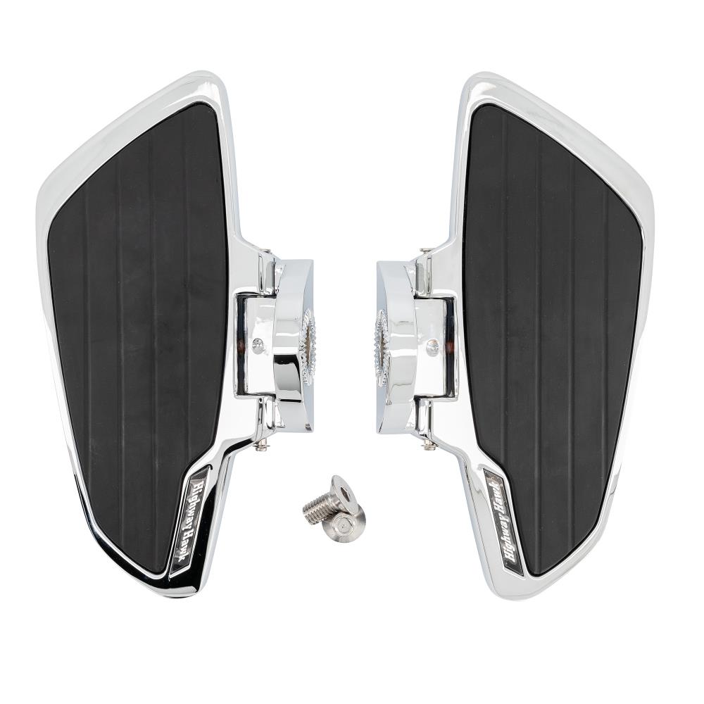 Highway Hawk Floorboard Set for passenger "Smooth" chrome Yamaha XVS 650/1100 Drag Star - Classic with ABE