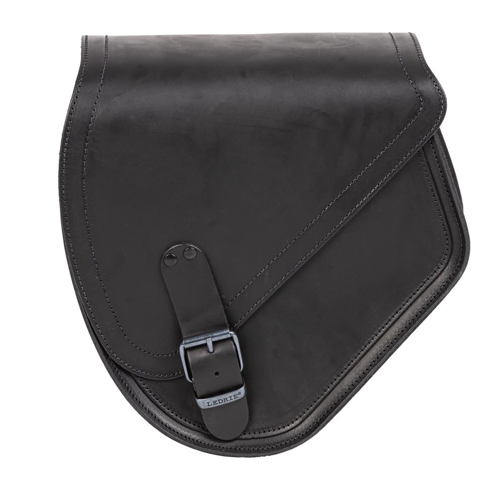 Ledrie swingarm bag round "left" leather black W=34,5xD=14xH=37/20cm 9 liters for Harley Davidson Softail models from 2018 - UP
