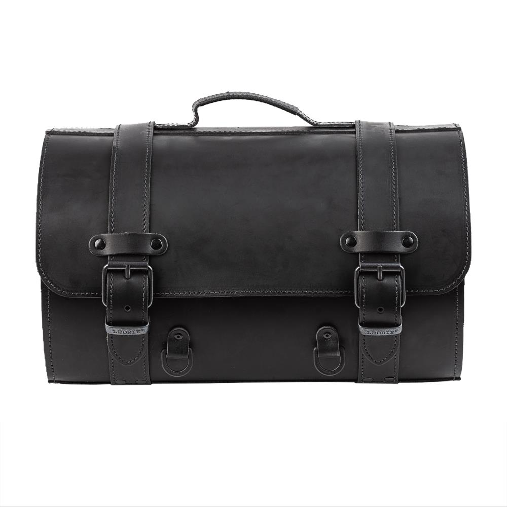 Ledrie motorcycle suitcase "medium" leather black with buckles W = 42cm D= 29cm H= 26cm 32 liters (1 piece)