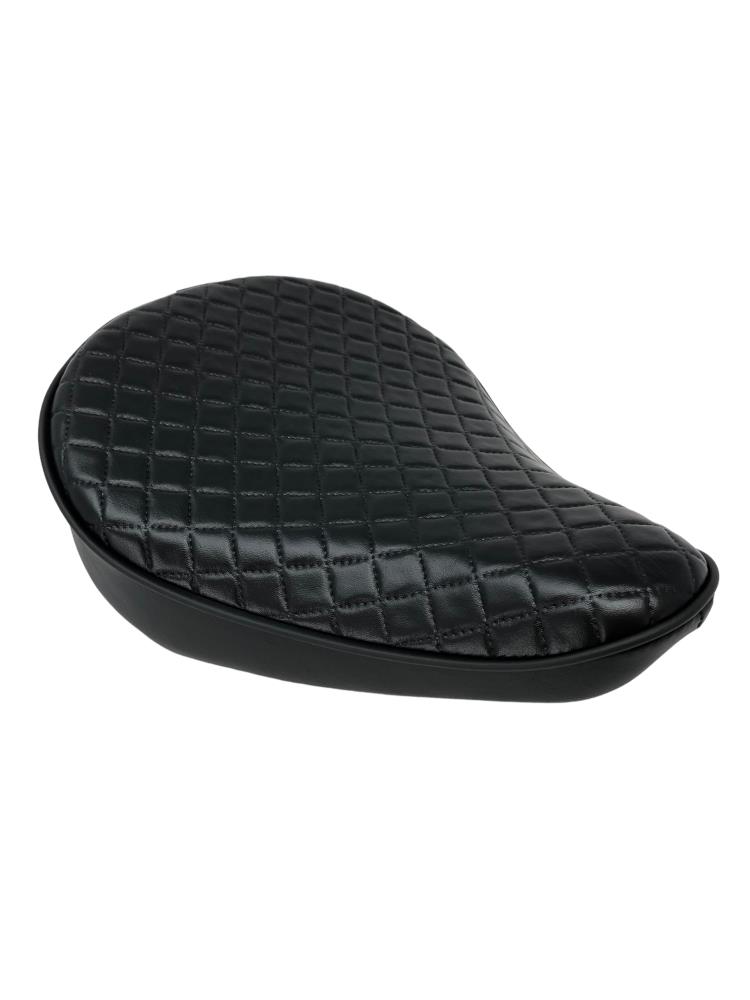 Highway Hawk Motorcycle solo seat universal "Bobber Style" synthetic leather black with stitch pattern length 320 mm width 250 mm