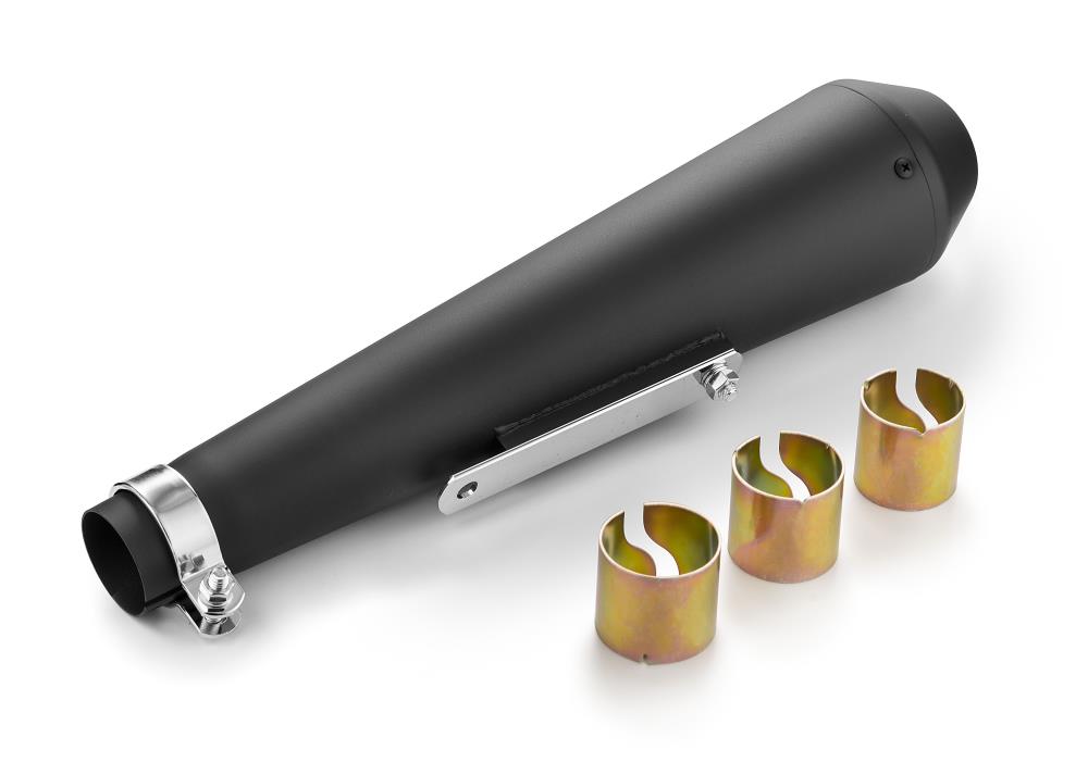 Highway Hawk tubo de escape silenciador "Megaton" en negro para 38 mm a 45 mm de diámetro - longitud 440mm (1 pieza)