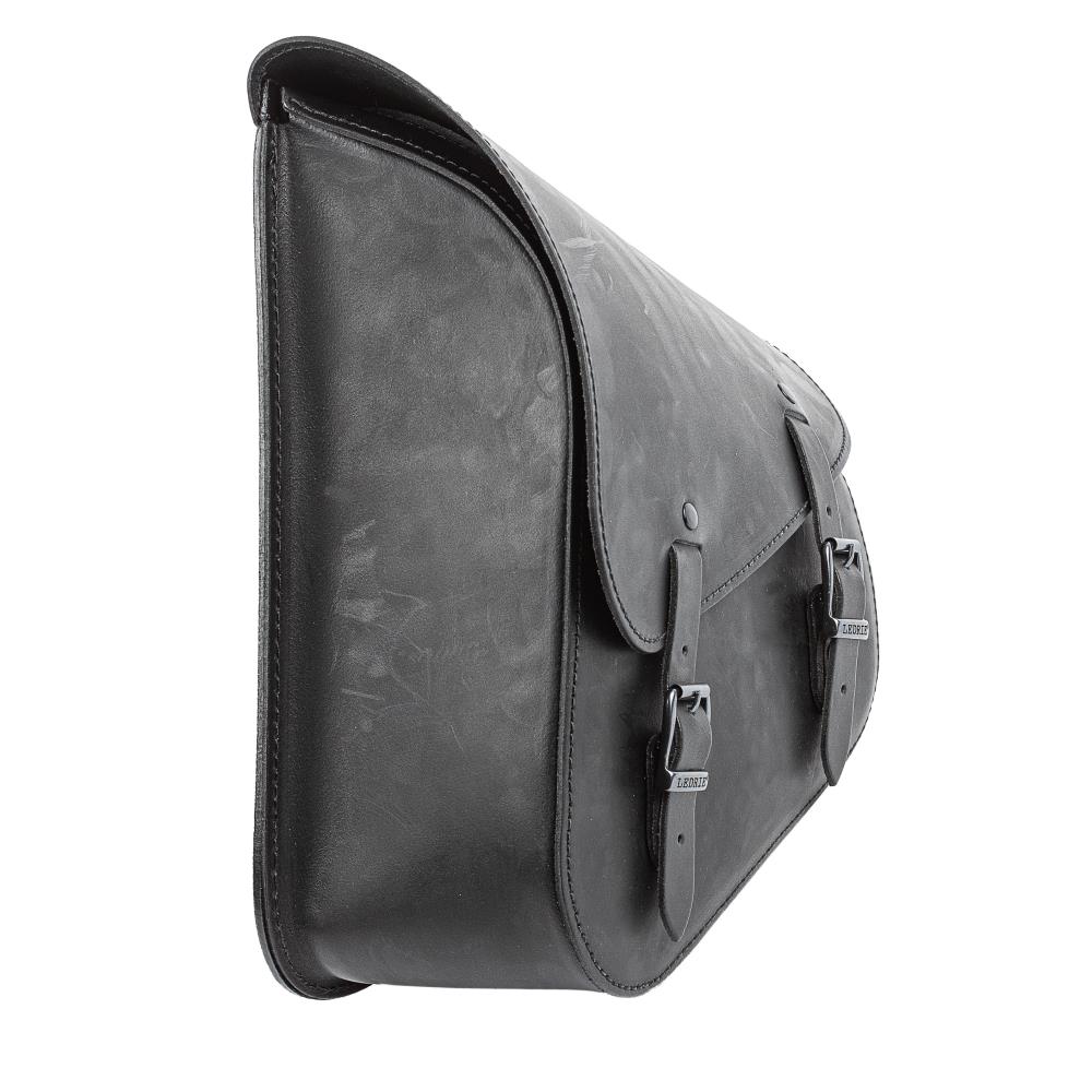 Ledrie swingarm bag "left" 1 piece leather black W=27,5xD=13,5xH=37cm 11 liters for Harley Davidson Softail models from 2018 - UP