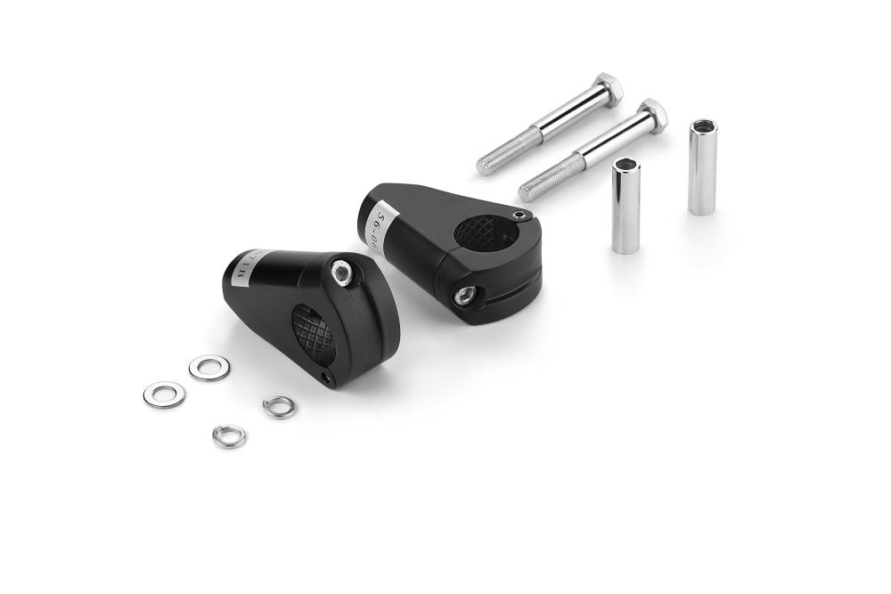 Highway Hawk Riser "Spartican 65 mm" 32mm 1 1/4" clamping With reducing sleeves for use on triple clamps of 10, 12mm bushings TÜV black