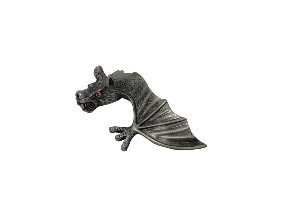 Highway Hawk ornament "Bat" in old silver for 100mm wide lampshades (1 piece)