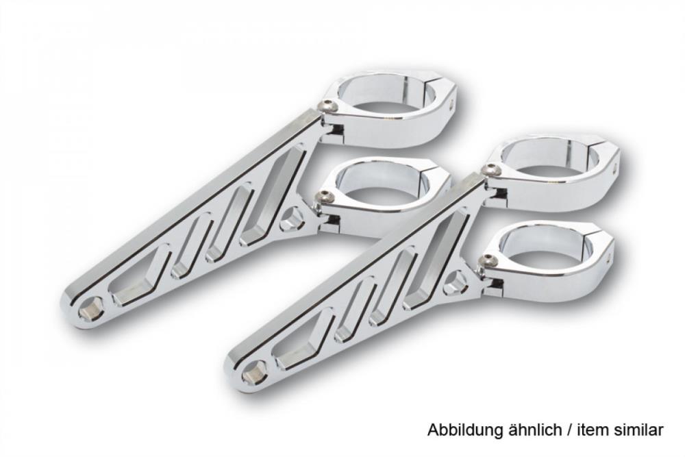 Set di portalampada in alluminio Highway Hawk Highsider CNC lungo cromato per diametro 42-43 mm (1 set)