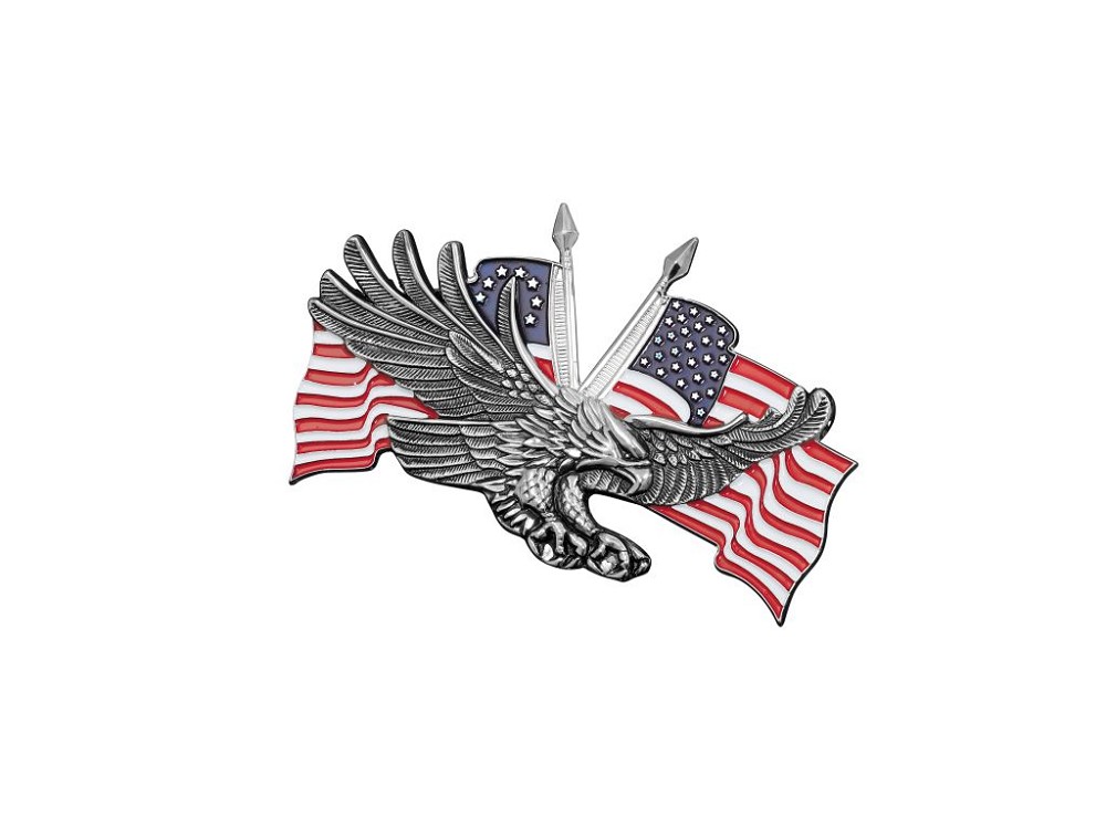 Emblema Highway Hawk "Eagle USA flag" de 11 cm de ancho para pegar en