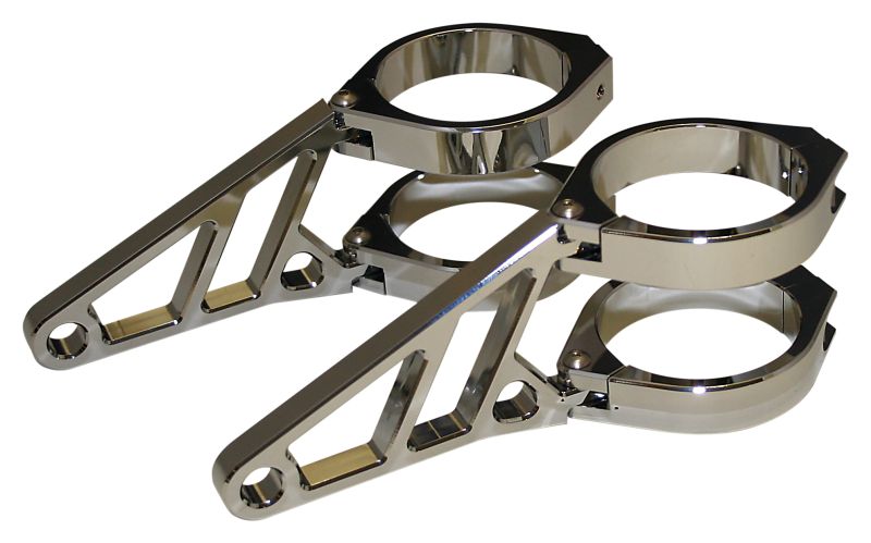 Highway Hawk headlight bracket set with clamps and brackets in chrome - for 49-54 mm diameter