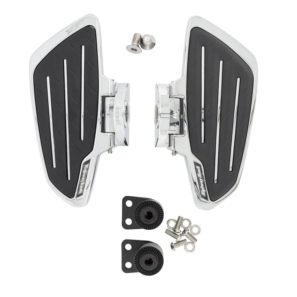 Highway Hawk Floorboard Set for passenger "New Tech Glide" chrome Yamaha XVS 650/1100 Drag Star - Classic with ABE