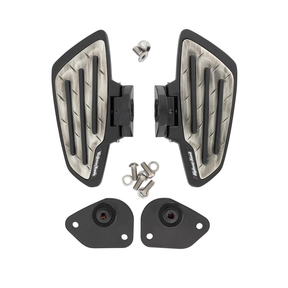 Highway Hawk Floorboard Set for rider "New Tech Glide Metal" black Honda VT 750 ACE C2 with ABE