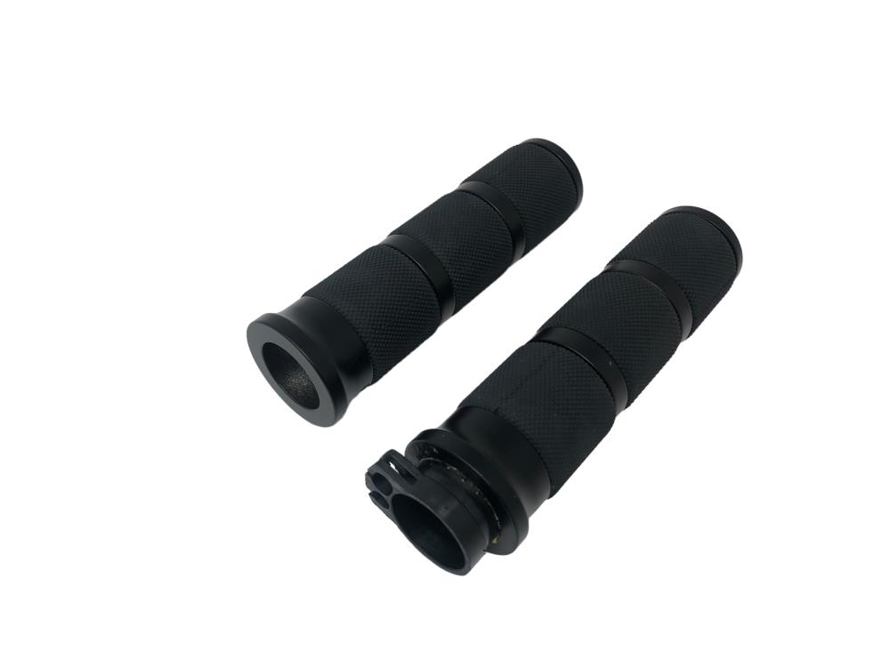 Highway Hawk Handgrips "Speed" black for 1" (25,40 mm) handlebars with throttle assembly - with removable end-caps