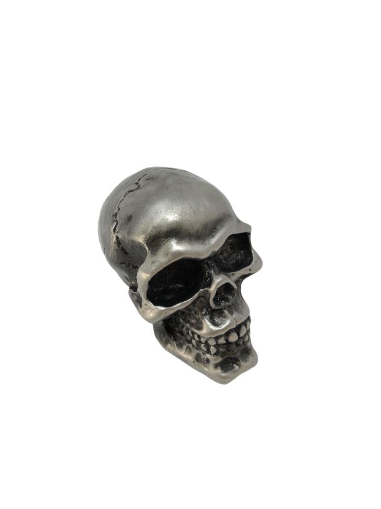 Ornamento per moto Highway Hawk/ figura "Skull" alto 5,5 cm in argento opaco