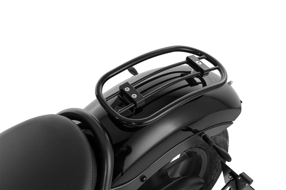 Highway Hawk Porte-bagages Solo Rack "Tubular" in Glossy Black - Complete with Bracket for Honda CMX 500 Rebel/ PC56