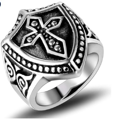 Highway Hawk Ring Signet Ring "Cross Coat of Arms" Acero inoxidable pulido