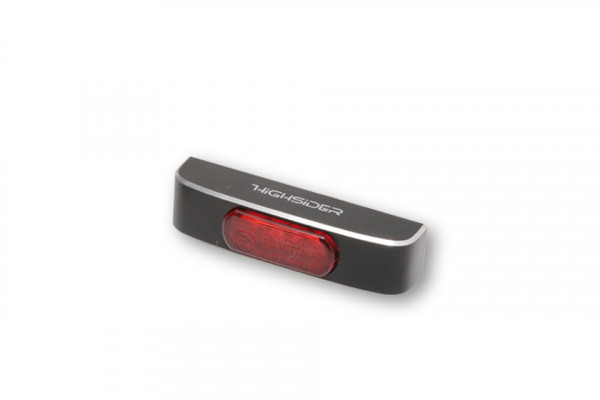 HIGHSIDER CONERO T1 LED tail light round, glass red, black anodized, E-approved. (1 piece)
