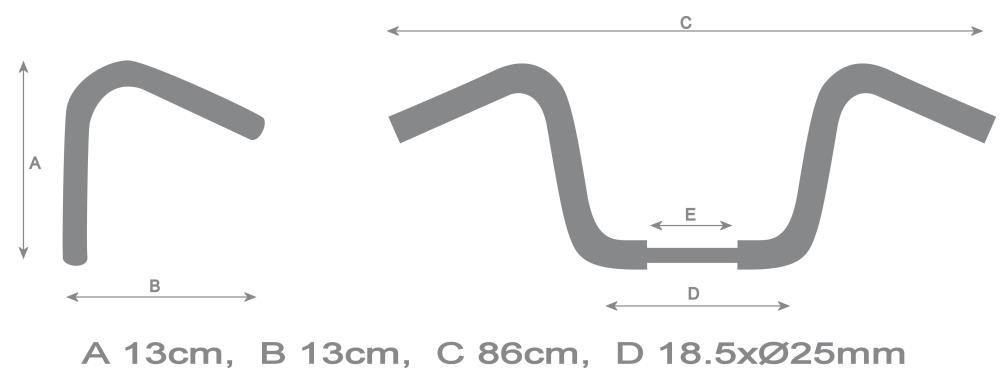 Highway Hawk handlebar "Lucifer" 840 mm wide 100 mm high for "1" (25.4 mm) clamp 3 hole chrome TÜV