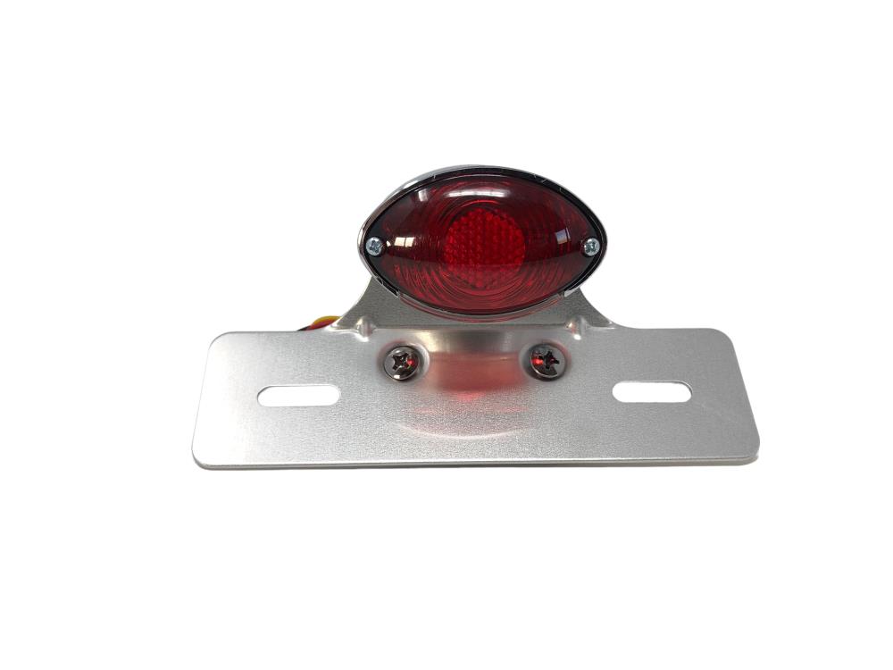 Highway Hawk tail light "Mini Cateye" complete with license plate holder in chrome (1 pcs.)
