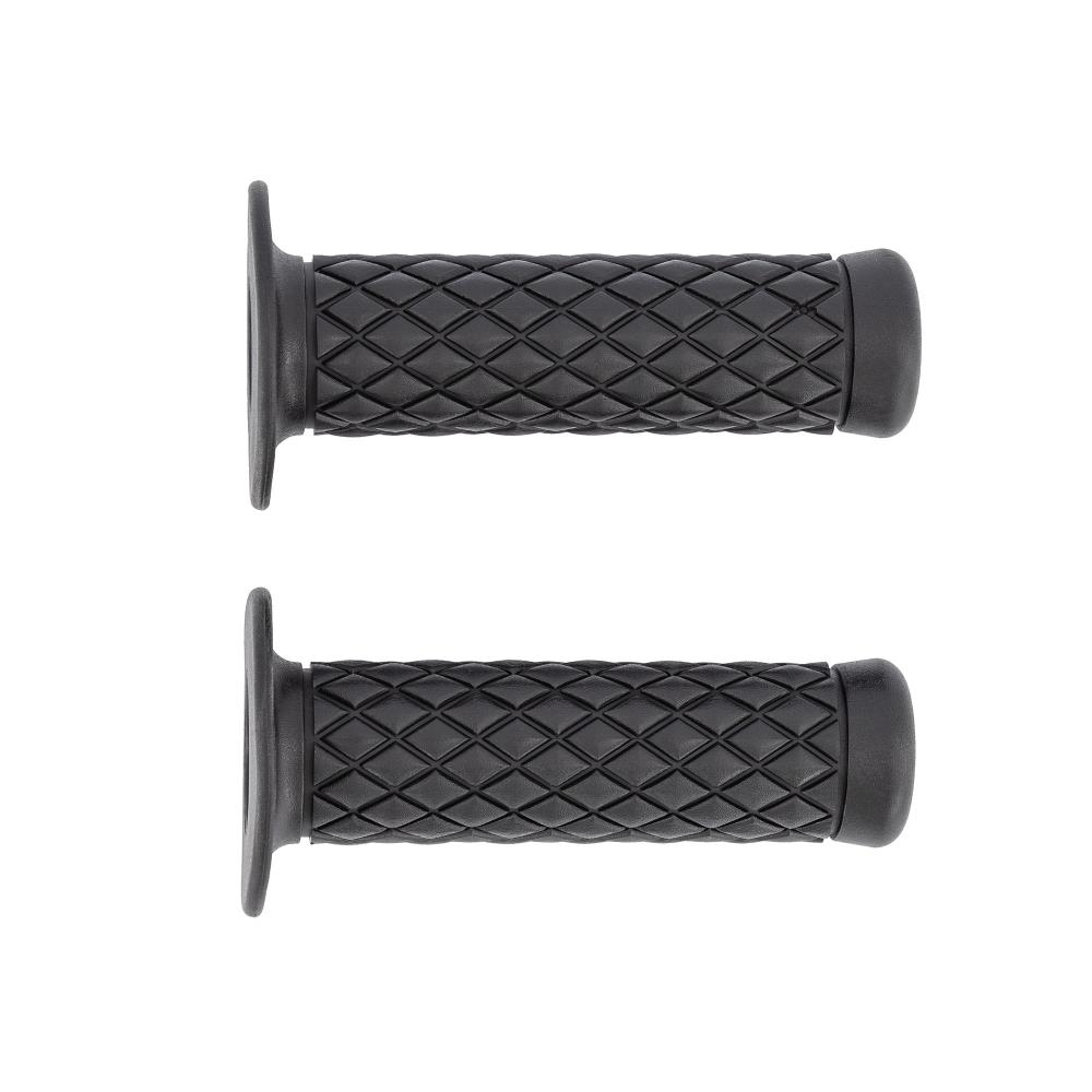 Highway Hawk Handgrips "Cafe Style Black" for 1" (25,40 mm) handlebars without throttle assembly - without removable end-caps