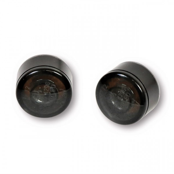  HIGHSIDER "APOLLO Modul" clignotants à LED, boîtier en aluminium noir, verre teinté, homologué E. (1 jeu)