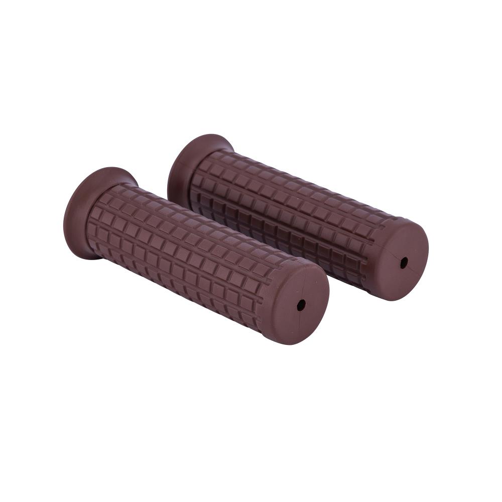 Highway Hawk Handgrips "Tuck N Roll Brown" for 7/8" (22 mm) handlebars without throttle assembly - without removable end-caps